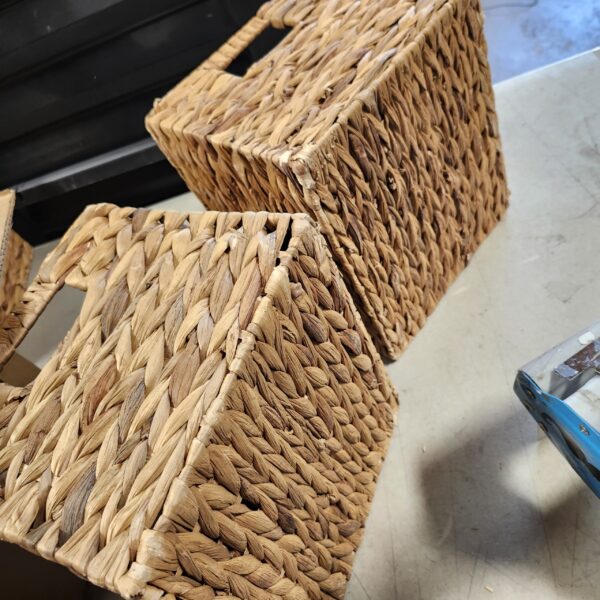 Storage Baskets，Wicker Baskets,Hyacinth Basket For Shelf,Folding 2 Packs Handmade Woven, Seagrass Baskets,Shelf Baskets For Storage Toys Books And Clothes and Other What You Want | EZ Auction