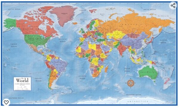 24x36 World Classic Premier Wall Map Poster (Laminated) | EZ Auction