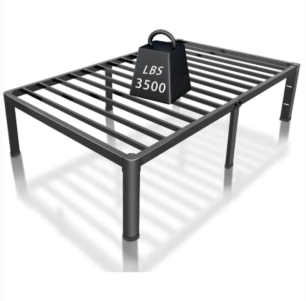 14 inch Twin Bed Frames with Headboard Hole and Round Corner Legs Mattress Retainers 3500LBS Heavy Duty Steel Slats No Box Spring Needed Platform Noise-Free Easy Assembly | EZ Auction