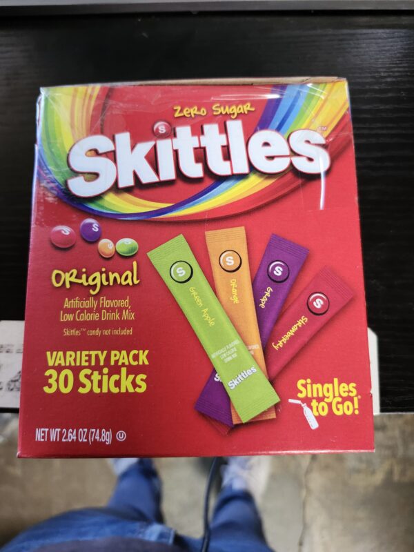 EXPIRE 12/2025, Skittles Singles To Go Variety Pack, Watertok Powdered Drink Mix, Zero Sugar, Low Calorie, Includes 4 Flavors: Green Apple, Strawberry, Grape, Orange, 1 Box (40 Single Servings) | EZ Auction