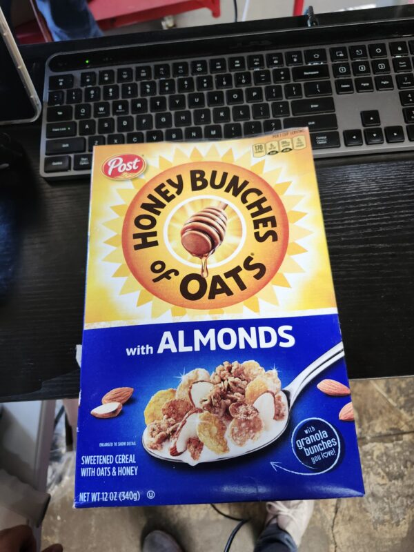 EXPIRE 11/24/2024, Honey Bunches of Oats with Almonds Breakfast Cereal, Honey Cereal with Granola Clusters and Sliced Almonds, 12 OZ Box | EZ Auction