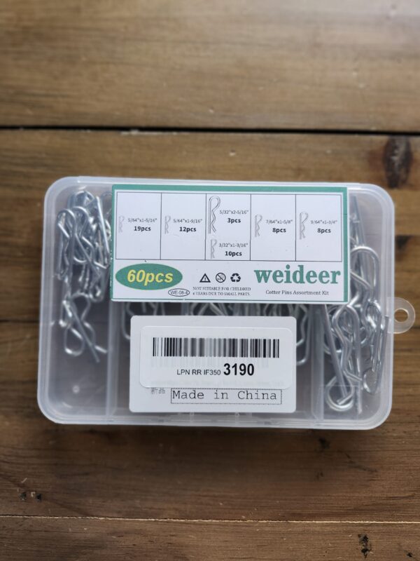 weideer 120pcs Cotter Pin Assortment Kit - 6 Sizes R Clips Zinc Plated Steel Clips for Hitch, Lawn Mower, Truck | EZ Auction