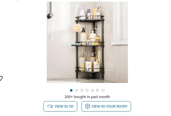 Consumest Corner Shower Caddy Stand - 3 Tier Shower Organizer with Soap Holder, Standing Tall Floor Shower Stand with Adjustable Feet & 4 Hooks, Shower Shelf Rack Storage for Bathroom | EZ Auction