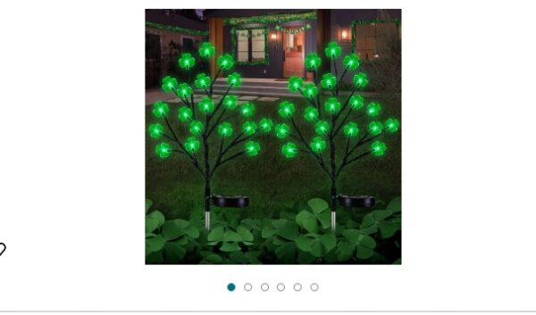 2 Pack Solar Outdoor Lights, St. Patrick’s Day Decorations Irish Lucky Green Shamrock Lights, 2 Modes Saint Patrick’s Day Shamrock Decorations Solar Lights Outdoor Waterproof for Garden Yard Decor | EZ Auction