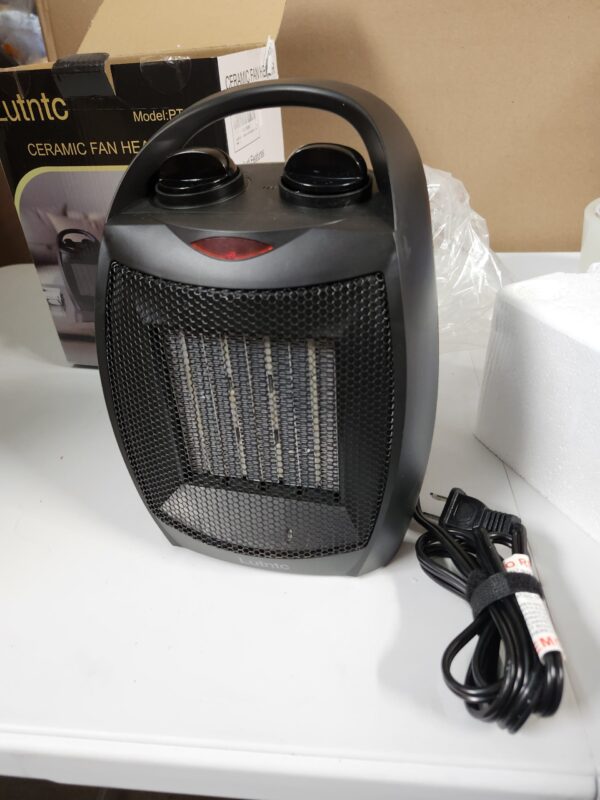 Rintuf Small Space Heater, 1500W Electric Heater, PTC Fast Heating Ceramic Heater w/ 3 Modes, Adjustable Thermostat, Overheat/Tip-Over Protection, Portable Heater Fan for Office Room Desk Indoor Use | EZ Auction