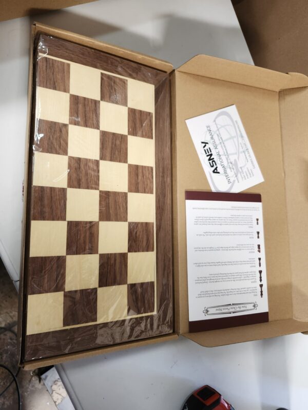 LEAP Wooden Chess Sets - 15" Walnut & Maple Folding Chess Board with with 2 Extra Queens | Wooden Chess Set | Chess Board Set | Chess Sets for Adults | Chess Sets for Adults & Kids | EZ Auction