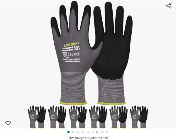 Size 8M, Work Gloves MicroFoam Nitrile Coated-6 Pairs,Seamless Knit Nylon Gloves,Gray Work gloves | EZ Auction