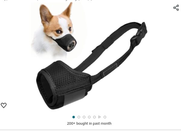 LUCKYPAW Dog Muzzle Anti Biting Barking and Chewing with Comfortable Mesh Soft Fabric and Adjustable Strap, Suitable for Small, Medium and Large Dogs(Black,L) | EZ Auction