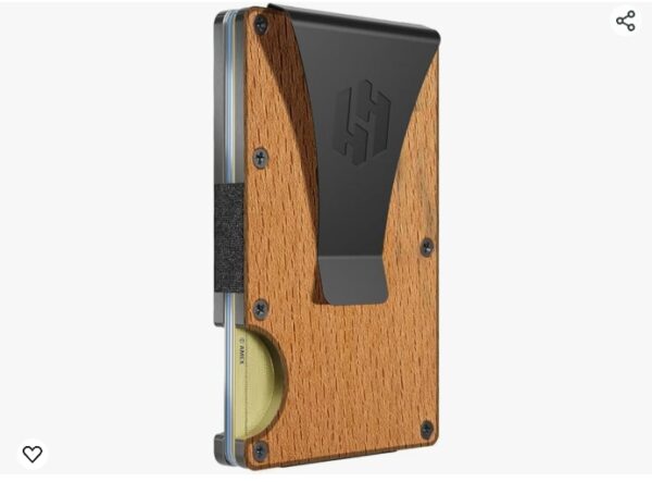 Hayvenhurst Reinvented Design Men's Wallet - Slim, Minimalistic & Seamless, Blocks RFID Scanners, Holds 12 Cards & Has a Money Clip (Beech Wood) | EZ Auction