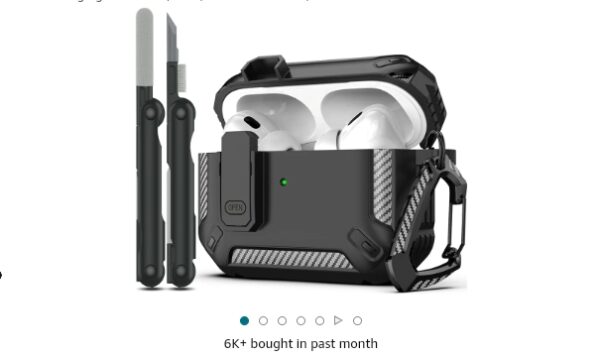 AirPods Pro 2nd Generation Case Cover with Cleaner Kit, Military Hard Shell Protective Armor with Lock for AirPod Gen 2 Charging Case 2023,2022, Front LED Visible,Black | EZ Auction