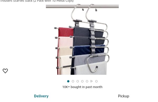 Magic Pants Hangers Space Saving - 2 Pack for Closet Multiple Layers Multifunctional Uses Rack Organizer for Trousers Scarves Slack (2 Pack with 10 Metal Clips) | EZ Auction