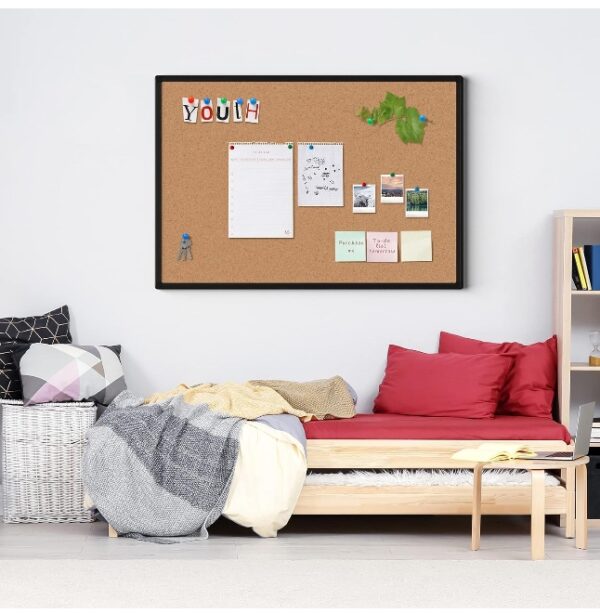 Board2by Bulletin Board 48 x 36, Black Aluminium Framed 4x3 Corkboard , Large Wall Mounted Notice Board with 18 Push Pins for School, Home & Office | EZ Auction