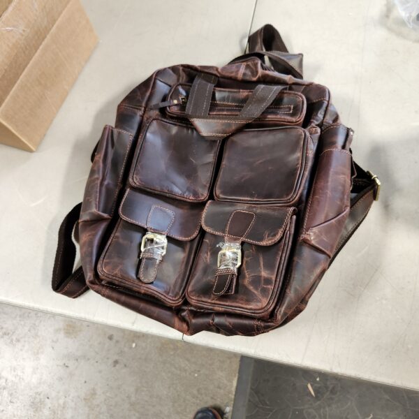 *** USED *** Vintage Buffalo Leather Backpack Multi Pockets Travel Bag for Men/Women | EZ Auction