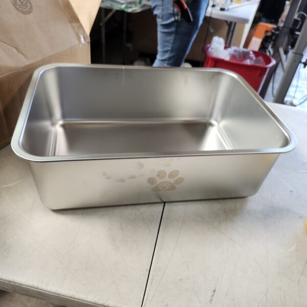 Stainless Steel Cat Litter Box High Side Cats Toilet Metal Kitten Litter Pan, Pet Cleaning Tool for Big and Small Cats, Rabbits, Splash-Proof and Non-Stick Cat Poop Box odorless 23.6"x15.7"x5.9" | EZ Auction