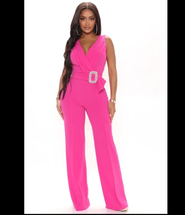 SIZE S* FASHIONNOVA High Class Society Jumpsuit - Magenta | EZ Auction