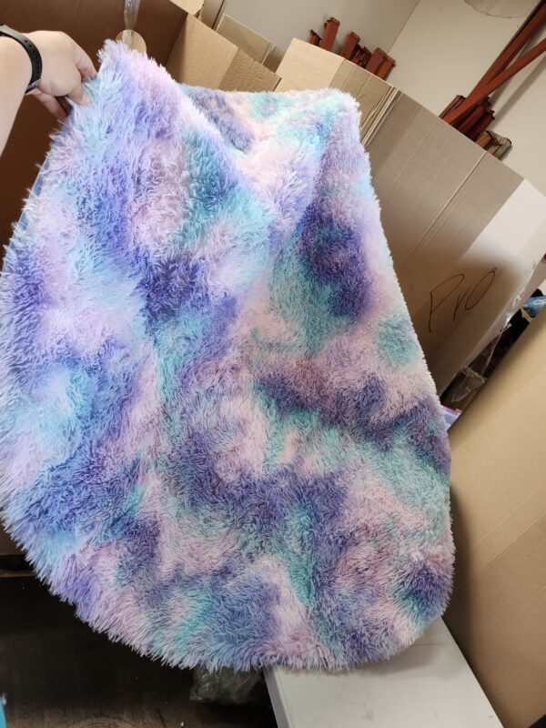 PAGISOFE Cute Shaggy Circle Rug for Girls Bedroom, Purple Rainbow Rug for Kids Room, Teen Girls, Playroom, Nursery, Classroom, Fluffy Furry Pastel Mermaid Rug, Soft Plush Kawaii Tent Carpet, 5x5 Rug | EZ Auction