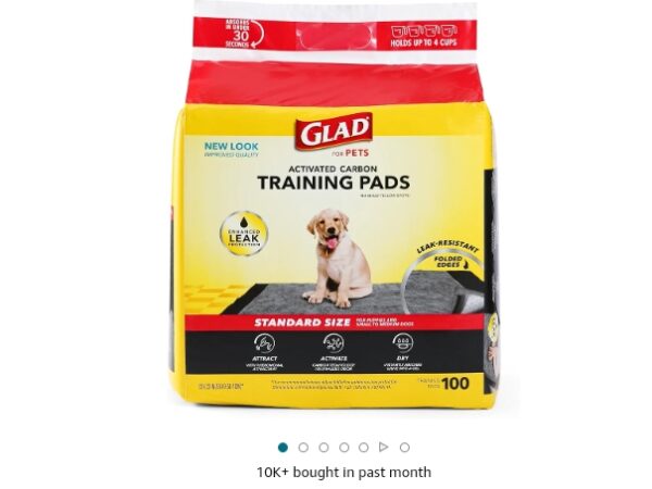 Glad for Pets Black Charcoal Training Pads for Dogs - Super Absorbent & Odor Neutralizing Dog Potty Pads, Leak-Resistant Puppy Pee Pads, Pheromone Attractant for Easy Training, 23" x 23" - 100 Count | EZ Auction