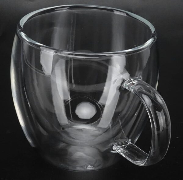 Double Wall Glass Coffee Mugs with Handle Transparent Heat Resistant Milk Mug for Home School Office Coffee Shop (240ml) | EZ Auction