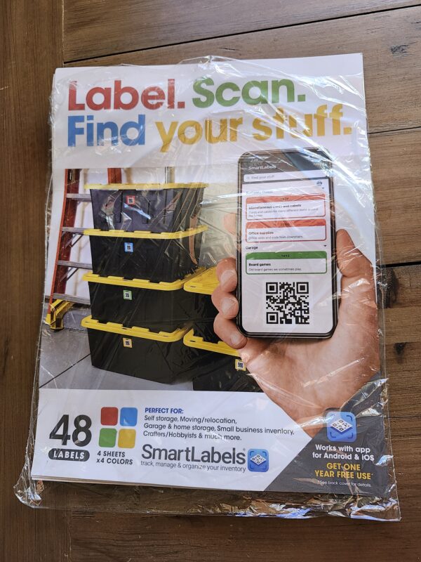 QR Code Smart Labels | Color Coded Scannable Stickers for Storage Bins, Moving Containers & Organization | Pack and Track Inventory on iOS & Android App | Pack of 48 (Original) | EZ Auction