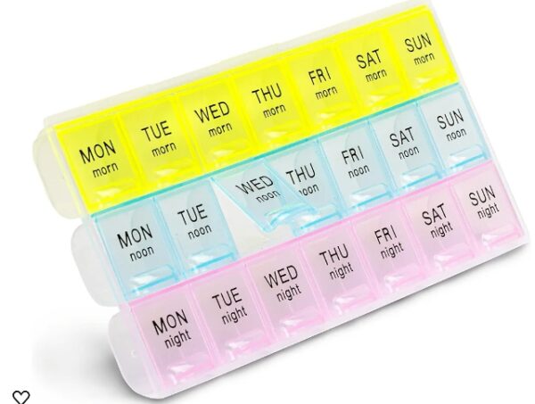 FMP Brands Pill Organizer 3 Times a Day, Weekly Medicine Organizer Pill Boxes, 7 Day Large Pill Holder Organizer Sorter Container Case, Morning Noon Night Daily Pill 3 Times a Day | EZ Auction