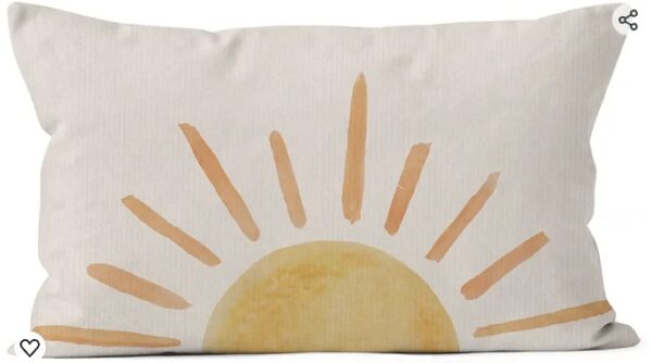 Sun Throw Pillow Cover, Sunshine Pillow Cover, Boho Sun Decorative Pillowcase Throw Pillow Cover, Boho Sunshine Lumbar Pillow Case for Bed Classroom Nursery Dorm Home Decor 12 x 20 Inch (Orange) | EZ Auction