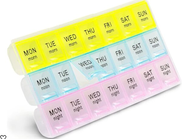 FMP Brands Pill Organizer 3 Times a Day, Weekly Medicine Organizer Pill Boxes, 7 Day Large Pill Holder Organizer Sorter Container Case, Morning Noon Night Daily Pill 3 Times a Day | EZ Auction