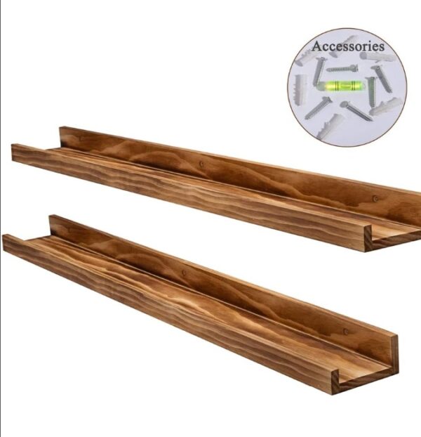 AZSKY Rustic Wood Floating Shelves for Nursery Books Long Wall Bookshelf Photo Picture Ledge Shelf with Lip Wall Shelf for Kids Bedroom Bathroom Living Room Office Frames 36 Inches Set of 2 | EZ Auction