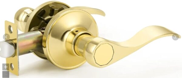 Passage Lever Door Handle [Non-Locking Lever Set] for Hallway Doors or Closets with Polished Brass Finish, Ware Door Lever Interior Door Lock | EZ Auction