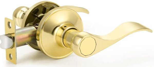 Passage Lever Door Handle [Non-Locking Lever Set] for Hallway Doors or Closets with Polished Brass Finish, Ware Door Lever Interior Door Lock | EZ Auction