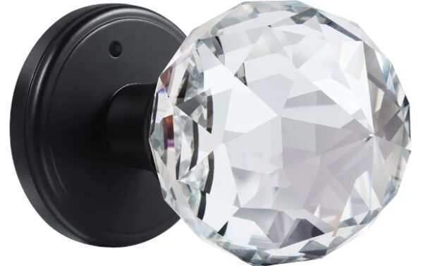 Crystal Glass Door Knobs Interior with Lock, Privacy Bathroom Bedroom Door Knobs Black Door Knob, Matte Black | EZ Auction