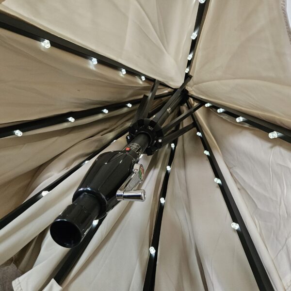 ABCCANOPY Durable Solar Led Patio Umbrellas with 32LED Lights 9FT (Light Beige) | EZ Auction