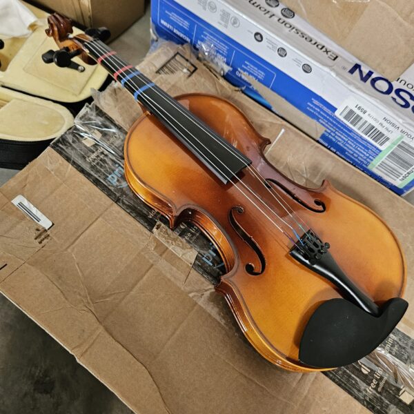 READ THE DESCRIPTION** Acoustic Violin, Solid Wood Fiddle with Bow Case Rosin, Stringed Musical Instrument Violin for Beginner Adult Boys Girls Children Kids (Natural, 1/8) | EZ Auction