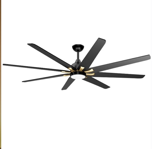 72" Large Industrial Ceiling Fans with Light, 6 Speed, Reversible DC Motor, Dimmable Timing LED Black and Gold Modern Ceiling Fan, for Indoor or Covered Outdoor Bedroom | EZ Auction