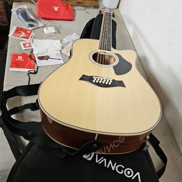 Vangoa 12 String Guitar, Acoustic Electric Guitar 12 Strings, Spruce Top, Sapele Body, Bone Nut, Natural, Gloss | EZ Auction