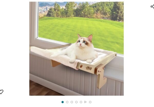 Cat Window Perch Cat Window Hammock with Natural Wooden cat Window Perch Frame, Easy to Adjustable & Assemble Cat Bed Seat for Windowsill, Bedside, Drawer and Cabinet Use Hold Up to 50lbs. | EZ Auction