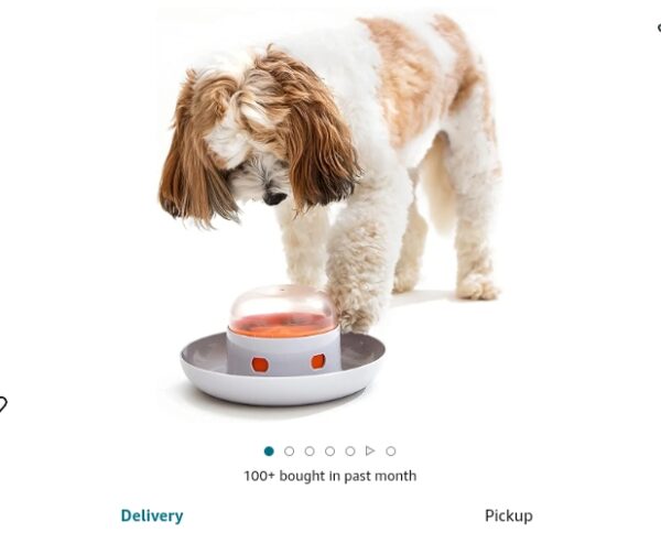 The UFO Interactive Push Button Food Treat Dispenser Bowl for Dogs and Puppy for Fun Slow Feeding Puzzle Feeder | EZ Auction