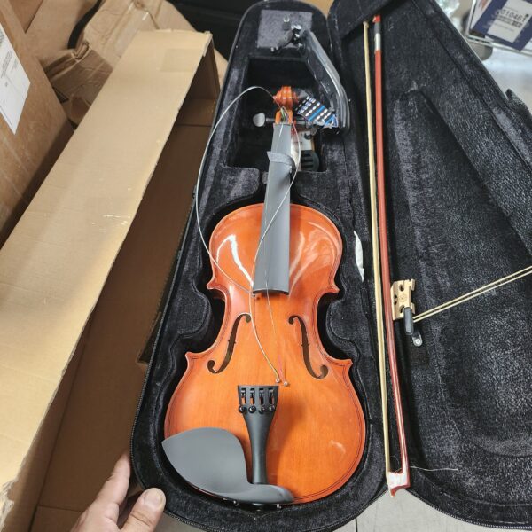 Violin 4/4 Full Set, Ebony Wood Beginner Violin for Adult Fiddle with Hard Case, Violin Bow, Bridge, Rosin, Shoulder Rest, Fingerboard Stickers, Clip-on Tuner, Mute and Manual Instruction | EZ Auction