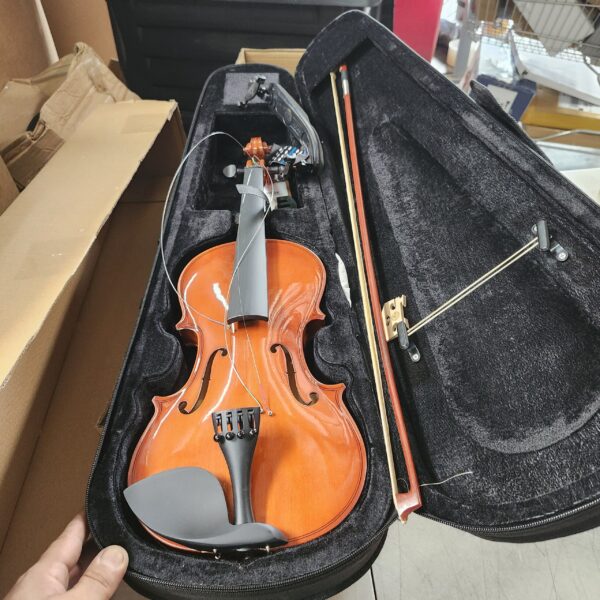 Violin 4/4 Full Set, Ebony Wood Beginner Violin for Adult Fiddle with Hard Case, Violin Bow, Bridge, Rosin, Shoulder Rest, Fingerboard Stickers, Clip-on Tuner, Mute and Manual Instruction | EZ Auction