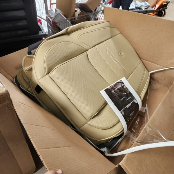 *** Universal Fit for Most Cars Sedans *** Full Coverage Leather Car Seat Covers Full Set Universal Fit for Most Cars Sedans Trucks SUVs with Waterproof Leatherette in Automotive Seat Cover Accessories (Full Set, Beige) | EZ Auction