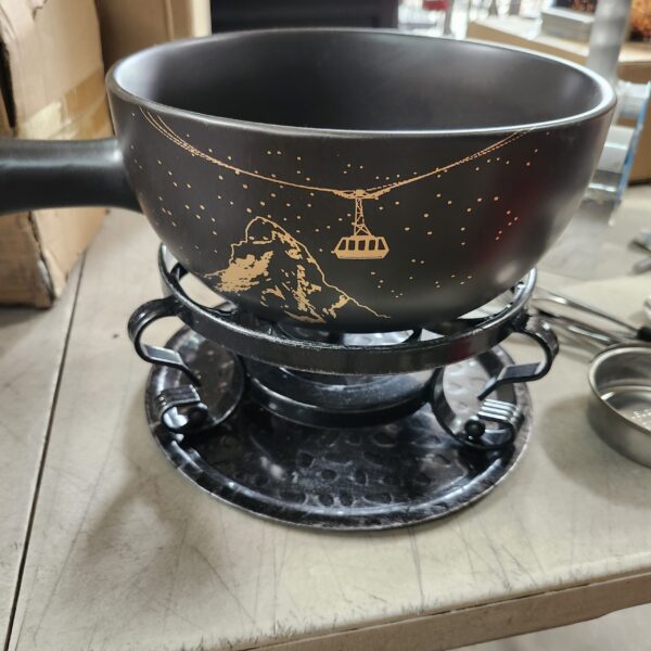 *** USED ***Swissmar Gruyere 9 Piece Ceramic Fondue Set, Black | EZ Auction