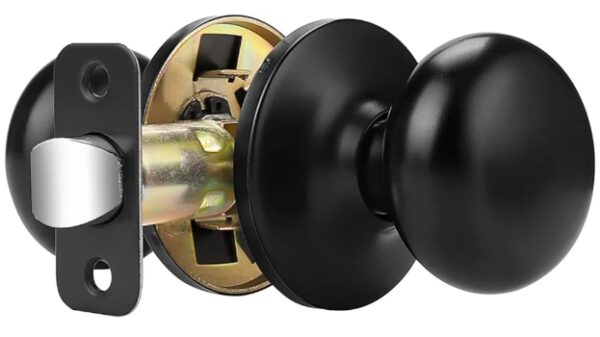 Probrico Passage Black Door Knob Round Ball Door Knob No Lock Interior/Exterior Closet Door Handle Without Key 1 Pack | EZ Auction