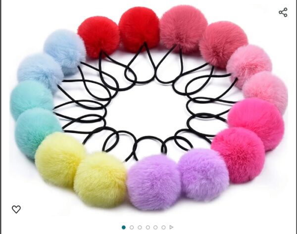 MORGLES Pom Pom Hair Ties, 16pcs Girls Hair Ties Hair Accessories Fluffy Ponytail Holders PomPom Hair Band for Girls Toddlers Pigtail, 2 inch | EZ Auction