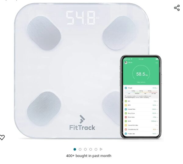 FitTrack Dara Smart BMI Digital Scale - Measure Weight and Body Fat - Most Accurate Bluetooth Glass Bathroom Scale (White) | EZ Auction