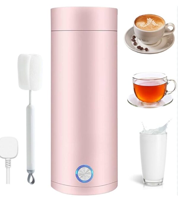 Portable Electric Kettle 400ML Portable Kettle with 304 Stainless Steel Travel Kettle with BPA Free with Keep Warm Function, Fast Boil and Auto Shut Off (Pink) | EZ Auction