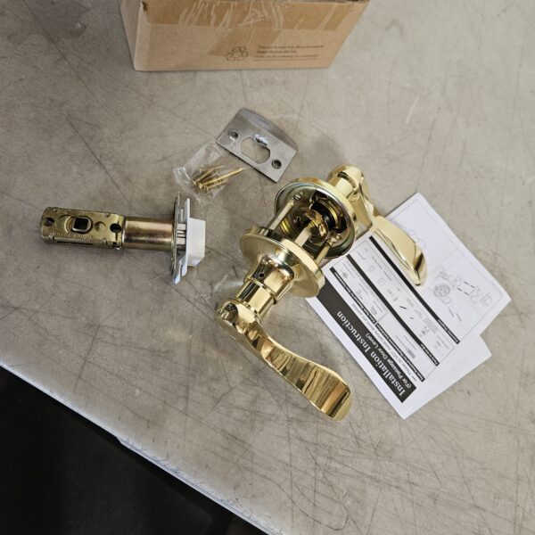 Design House 783035 Scroll 2-Way Adjustable Passage Door Lever, Polished Brass | EZ Auction