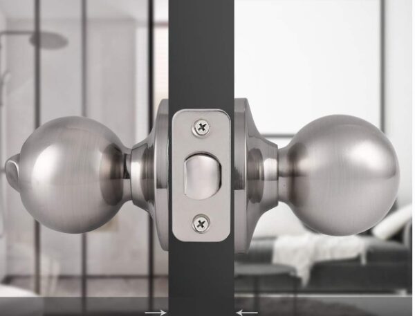 Probrico Round Ball Privacy Door Knobs Interior Keyless Stainless Steel Door Handles with Locks (Without Keys) Bed Bath Door Locksets, Brushed Nickel | EZ Auction