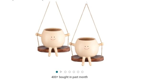 2 Pcs Swing Hanging Planter Cute Planter Pots for Outdoor Plants Indoor Face Hanging Head Succulent Pots for String Resin Lovely Flower Pots Plant Hanger Indoor with Drainage Hole Gifts | EZ Auction