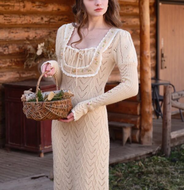 ***SMALL***WOMENS***LACEMADE Maple Syrup Corn Knitted Dress | EZ Auction