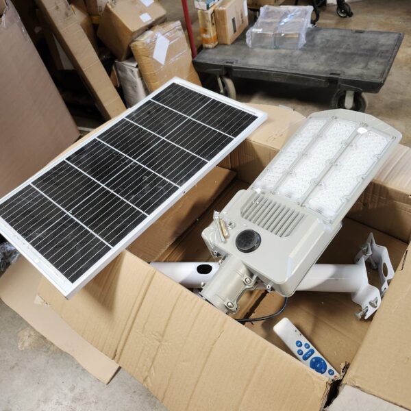 5000W Solar Street Light,IP67 Solar Street Lights Outdoor, 200000LM 6500K High Powered Commercial Parking Lot Lights Dusk to Dawn, with Remote for Yard, Parking Lot, Driveway | EZ Auction