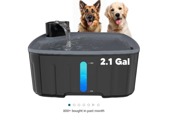 Dog Water Fountain for Large Dogs, 2.1GAL/8L/270oz Pet Water Fountain for Large Inside， LED Shortage Reminder,Groove Handle Design, Ultra-Quiet Pump, Dog Fountain for Multiple Pets | EZ Auction